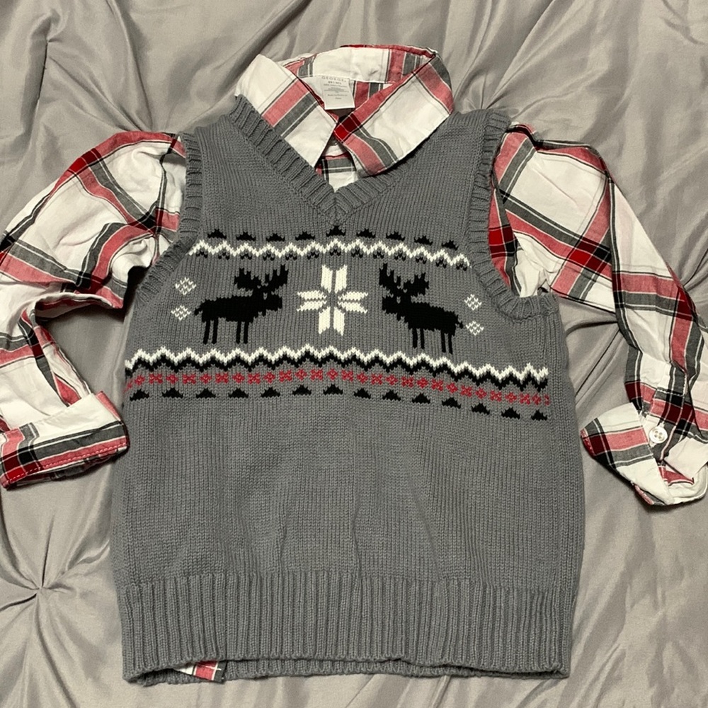 Holiday Shirt Shirt With Sweater Vest.
